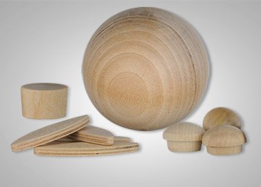 photo of wood products, hardwood balls, biscuits, plugs, etc